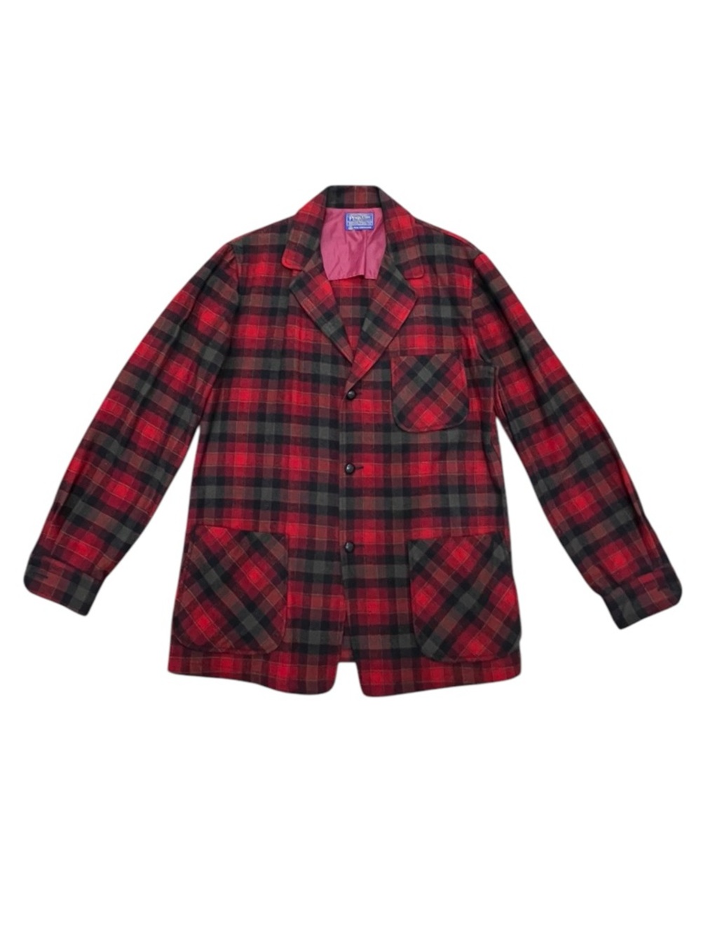 Men’s Vintage 1960s Pendleton Red Green Plaid Wool Hunting Jacket USA